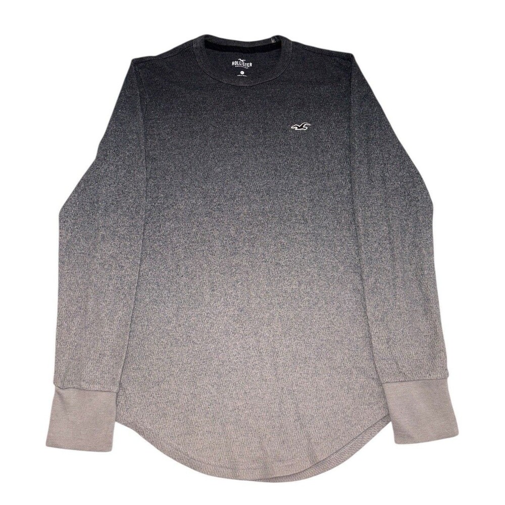 Hollister Crewneck Sweater Men's XS Fade Dipped Ombre Gray Y2K Two Toned Casual
